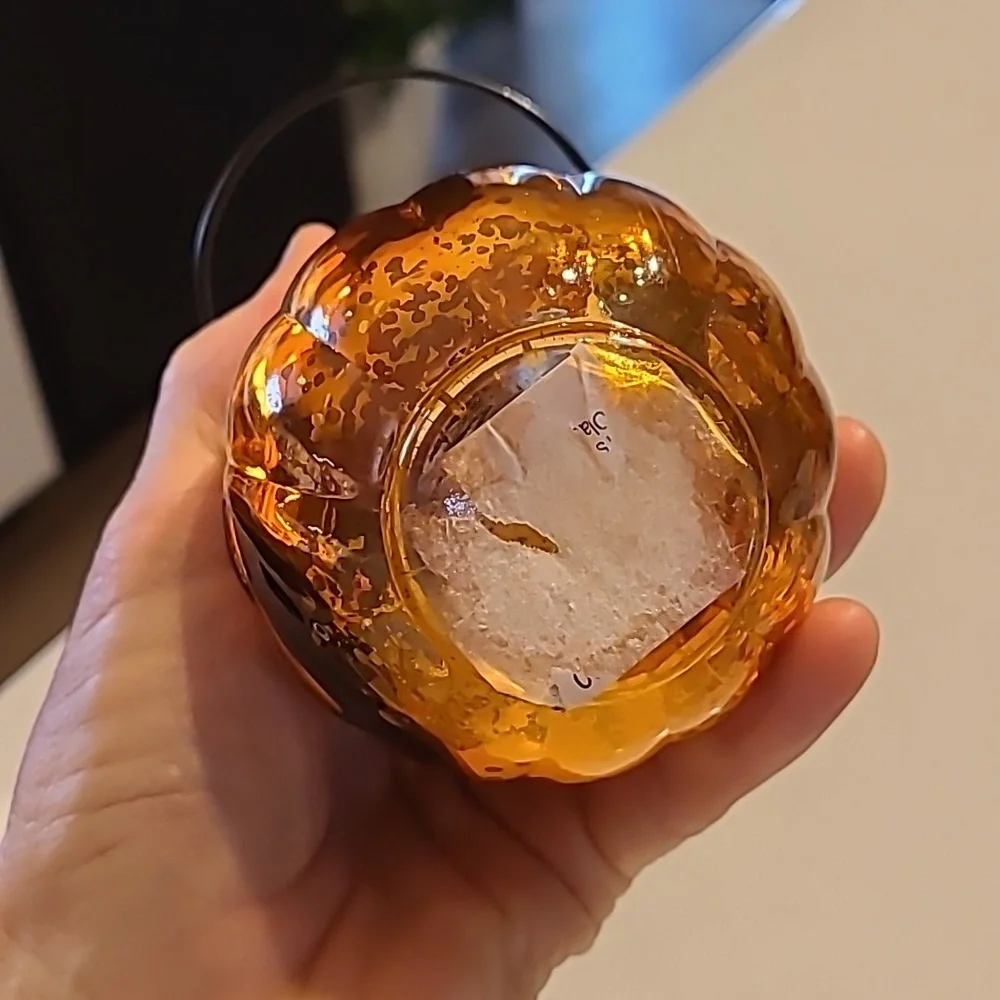 PIER ONE IMPORTS Amber Glass Pumpkin Lantern